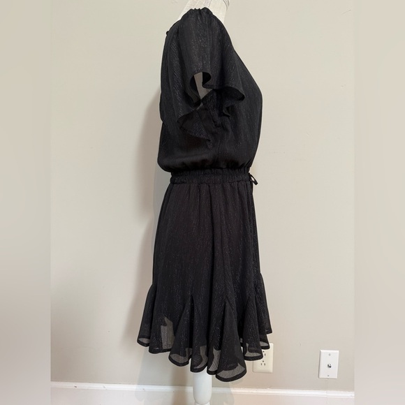 Mi Ami Sheer Metalic & Black Mini Dress, Size Medium - Picture 5 of 15